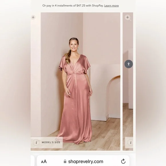 Revelry Satin Gwen Dress - Desert Rose - Picture 3 of 5